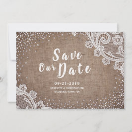 Rustikaler Silberleinensilber Glitzer Save the Dat Save The Date