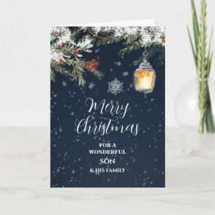 Rustikaler Snow Son & Family Frohe Weihnachten Karte