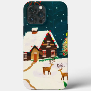 Rustikaler Snowy Winter Zuhause Weihnachtsabend Case-Mate iPhone Hülle