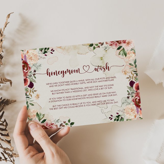 Rustikaler Sommer Floral Calligraphy Honeymoon Wis Begleitkarte (Von Creator hochgeladen)