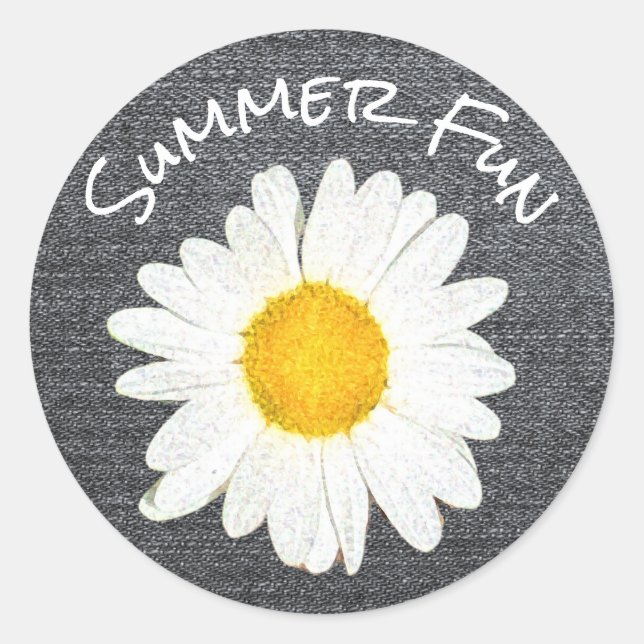 Rustikaler Sommerspass Daisy Blume Personalisiert  Runder Aufkleber (Vorderseite)