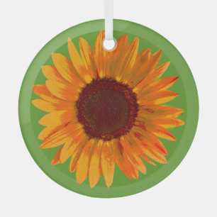 Rustikaler Sonnenblumen-Bauernhof Charm Suncatcher Ornament Aus Glas