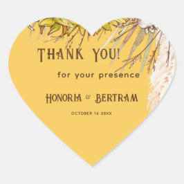 Rustikaler Spice Mustard Sunflower Bridal Herz-Aufkleber