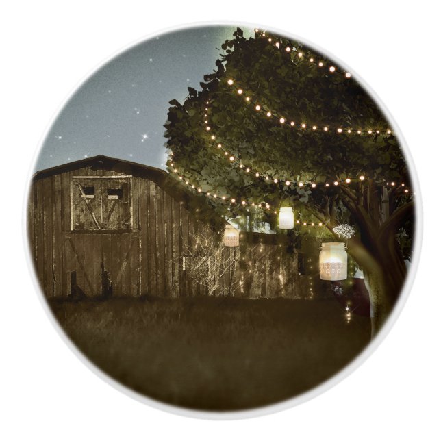 Rustikaler Stall & Abend Lighted Mason Jars Land Keramikknauf (Vorderseite)