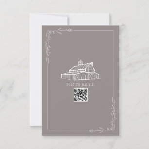 Rustikaler Stall Amethyst Gray QR Code Wedding RSV RSVP Karte