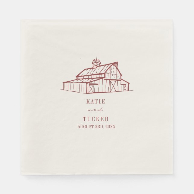 Rustikaler Stall Mute Red Wedding Serviette (Vorderseite)