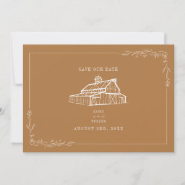 Rustikaler Stall Wedding Goldenrod Save the Date