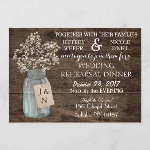 Rustikaler Stall Wedding Wood Mason Jar Babys Atem Einladung