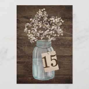 Rustikaler Stall Wedding Wood Mason Jar Babys Atem Einladung
