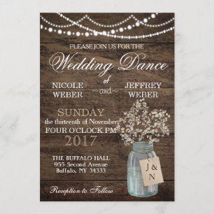 Rustikaler Stall Wedding Wood Mason Jar Babys Atem Einladung