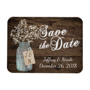 Rustikaler Stall Wedding Wood Mason Jar Babys Atem Magnet