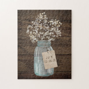 Rustikaler Stall Wedding Wood Mason Jar Babys Atem Puzzle