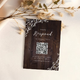 Rustikaler Stall Wood Boho Floral Land QR Code RSVP Karte