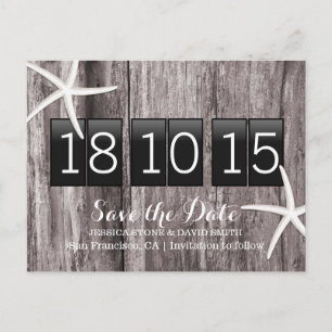 Rustikaler Stangenholzhintergrund Save the Date Ankündigungspostkarte