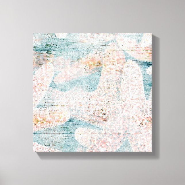 Rustikaler Starfish Aquamarin Blue Leinwanddruck (Vorderseite)