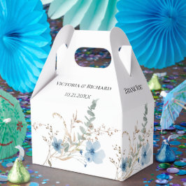 rustikaler staubblauer Wasserfarben-Blumenstrauß Geschenkschachtel