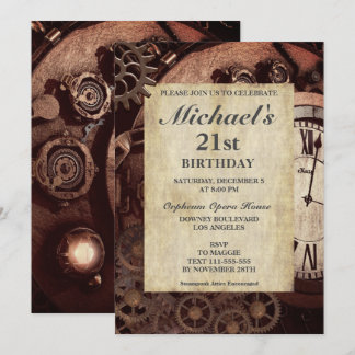 Rustikaler Steampunk Vintager Geburtstag Einladung