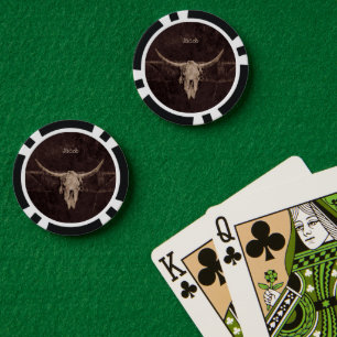 Rustikaler Stier-Schädel Western-Land Braun Beige  Pokerchips