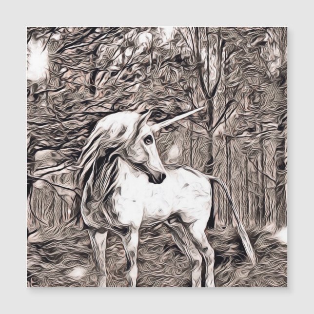 Rustikaler Stil - Einhorn Magnetkarte (Vorderseite)