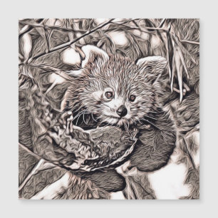 Rustikaler Stil - Red Panda Magnetkarte