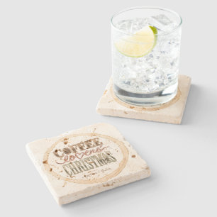 Rustikaler Stone Coffee Lovers Weihnachtsfest Unte Steinuntersetzer