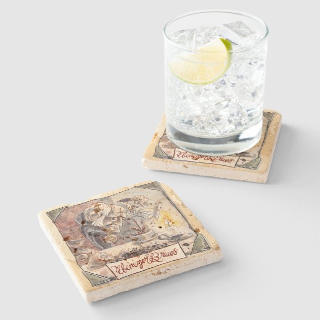 Rustikaler Stone Ebenezer Brew Untersetzer (Seitenansicht)