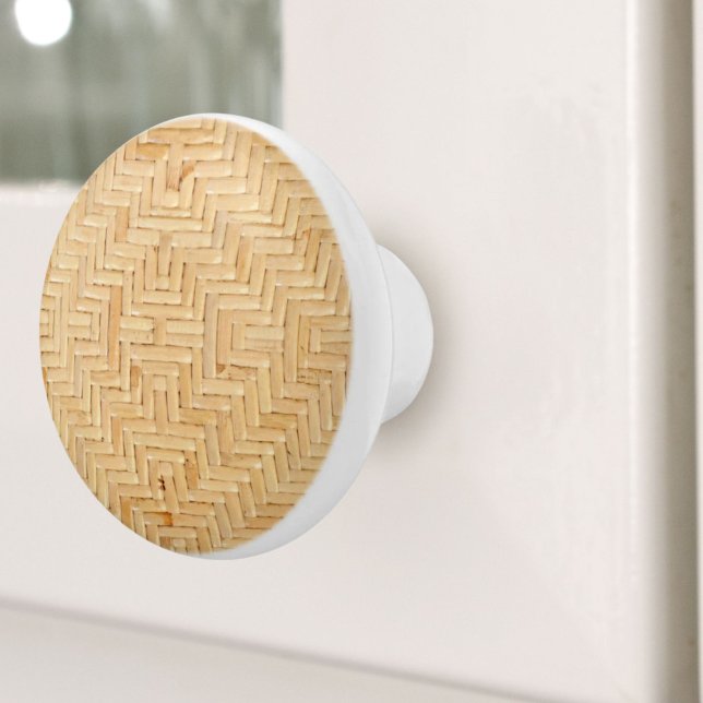 Rustikaler Strand Tropeninsel Rattan Woven Wicker Keramikknauf (Rustic Beach Tropical Island Rattan Woven Wicker Ceramic Knob)