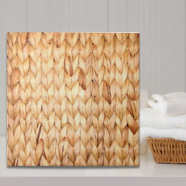 Rustikaler Strand Tropeninsel Weidengeflecht Fliese (rustic beach tropical island woven wicker ceramic tile)
