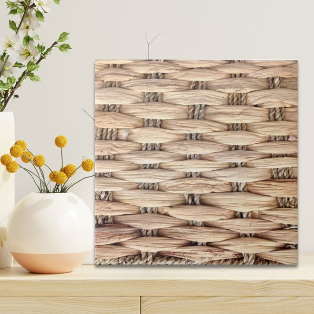 Rustikaler Strand Tropeninsel Weidengeflecht Fliese (rustic beach tropical island woven wicker ceramic tile)