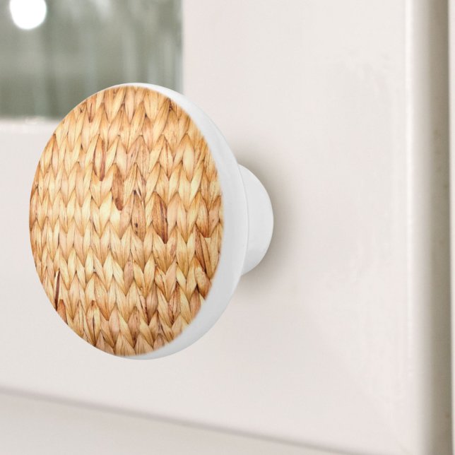 Rustikaler Strand Tropeninsel Weidengeflecht Keramikknauf (rustic beach tropical island woven wicker ceramic knob)