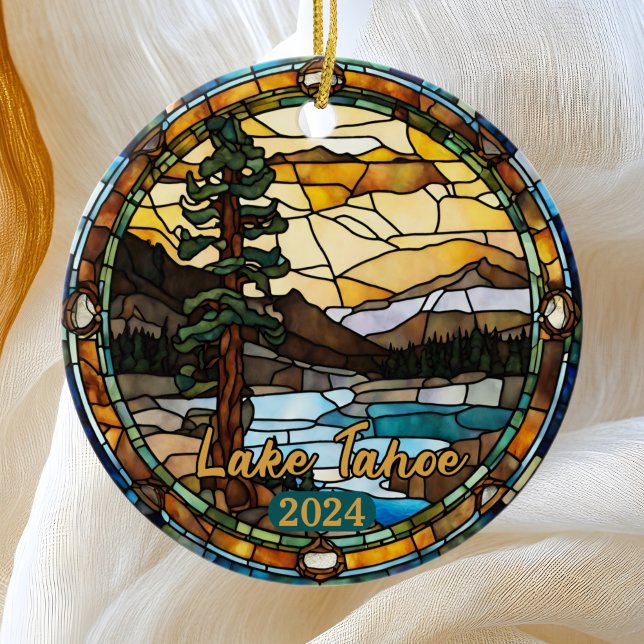 Rustikaler Tahoe California Keramik Ornament (Von Creator hochgeladen)