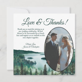 Rustikaler Tahoe-See-Aquarell-Oval-Foto-Hochzeit Dankeskarte