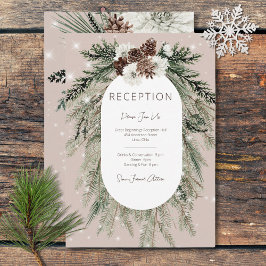 Rustikaler Tan Pine Winter Sparkone Empfang Begleitkarte