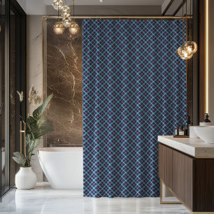 Rustikaler Tartan-Vorhang Navy Blau Badezimmer Ges Duschvorhang