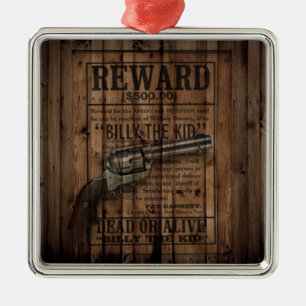 rustikaler Texas Star Cowboy Western Land Dualgun Silbernes Ornament