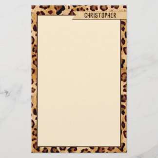 Rustikaler Textil-Leopard-Druckername Briefpapier
