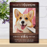 Rustikaler Tierarzt Vielen Dank für Ihr Foto von H Fotoplatte<br><div class="desc">"Danke" an Ihren wunderbaren Tierarzt mit einer niedlichen personalisierten Foto-Plakette vom Hund! "Du bist der Tierarzt... alle wünschen, sie hätten sie gehabt!" Personalisieren Sie die Nachricht, den Namen und das Lieblings-Foto des Tieres. Dieses tierärztliche Dankeschön wird ein Schatz bleiben. COPYRIGHT © 2020 Judy Burrows, Black Dog Art - Alle Rechte...</div>