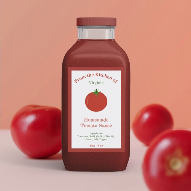 Rustikaler Tomato Sauce Flaschenetikett Weinetikett (Rustic Tomato Sauce Bottle Label Sticker)