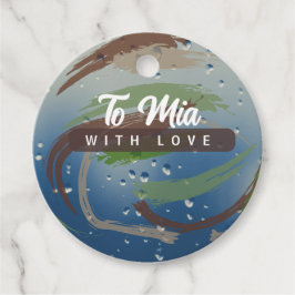 Rustikaler Tone Grün, Braun & Beige Pinselstrich Geschenkanhänger