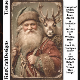 Rustikaler traditioneller Weihnachtsmann, Reindeer Seidenpapier