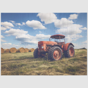 Rustikaler Traktor mit Hay Bales Decoupage Seidenpapier