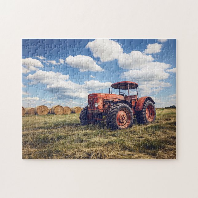 Rustikaler Traktor mit Hay Bales Puzzle (Horizontal)