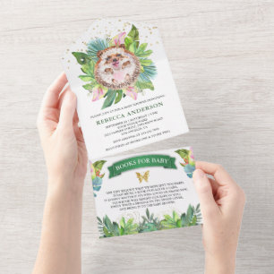 Rustikaler Tropischer Dschungel Niedlicher Igel Ki All In One Einladung