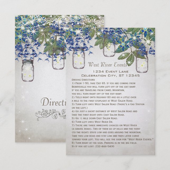 Rustikaler und romantischer Mason Jar unter den St Einladung (Vorne/Hinten)