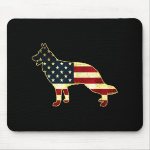 Rustikaler US-Flaggendeutscher Hirte Mousepad