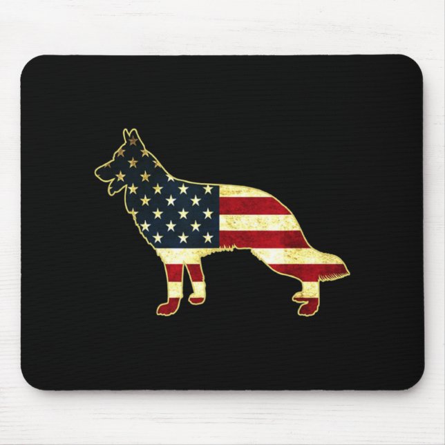 Rustikaler US-Flaggendeutscher Hirte Mousepad (Vorne)