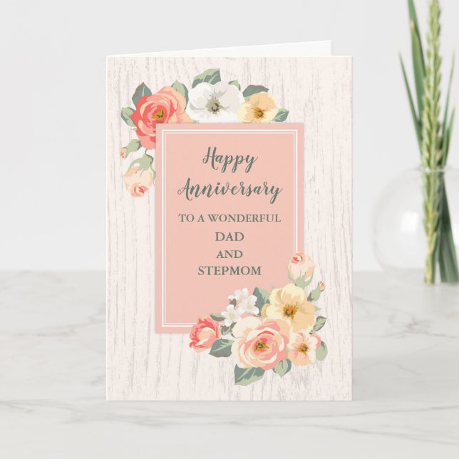 Rustikaler Vater und Stepmuta Hochzeitstag Karte (Vorderseite)