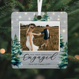 Rustikaler Verlobter Pinienbaum Ornament Aus Metall