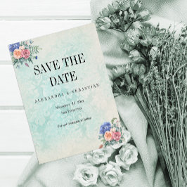 Rustikaler verschweißter Damast und Rose Hochzeit Save The Date