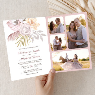 Rustikaler Verstaubter Rosenblüten-Hochzeit QR-Cod Einladung